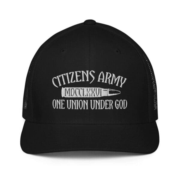 A Closed Back Trucker Cap in Black With Branding