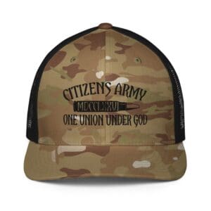 A Camouflage Print Baseball Cap With Brand Print