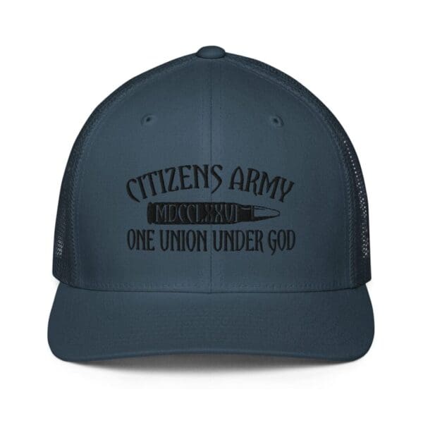 A Closed Back Trucker Cap in Navy Blue Color