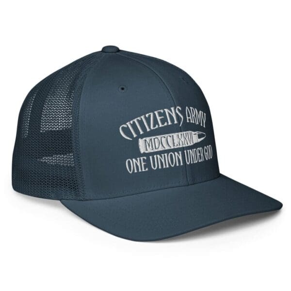 Citizens Army Trucker Cap in Navy Blue With White Logo Right