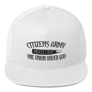 A White Color Baseball Cap With Black Brand Printing