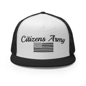 Trucker 6006 Snap Back Cap Citizens Army w/ Flag (Black Font) hat.