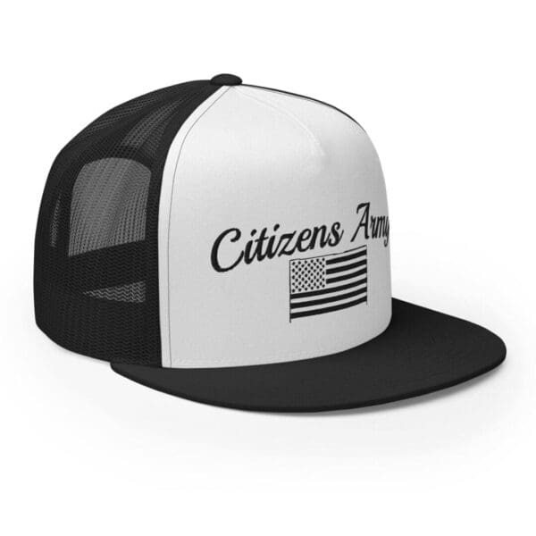 Citizen's pride Trucker 6006 Snap Back Cap Citizens Army w/ Flag (Black Font) hat.