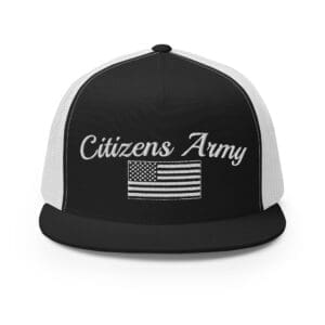 Citizens Trucker 6006 Snap Back Cap Army w/ Flag (White Font) hat.