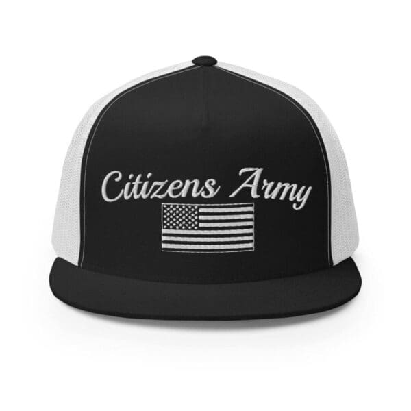 Citizens Trucker 6006 Snap Back Cap Army w/ Flag (White Font) hat.