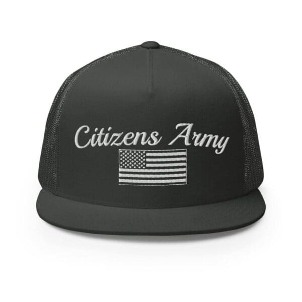 Trucker 6006 Snap Back Cap Citizens Army w/ Flag (White Font) hat.