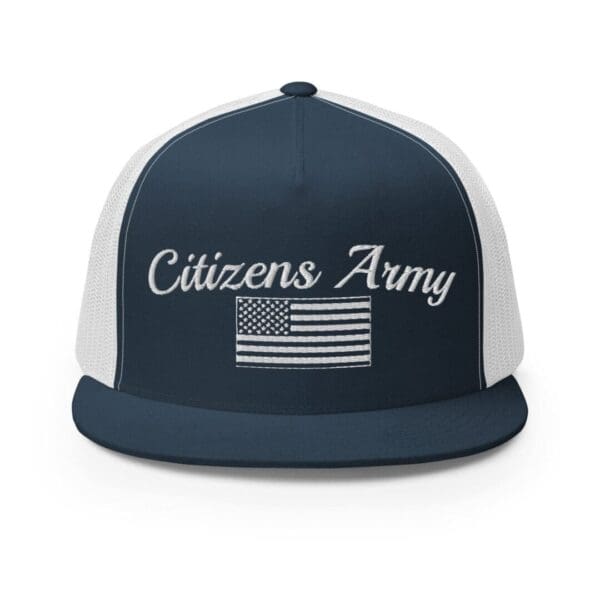 Trucker 6006 Snap Back Cap Citizens Army w/ Flag (White Font).
