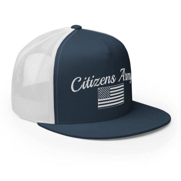 Citizens day Trucker 6006 Snap Back Cap Citizens Army w/ Flag (White Font).