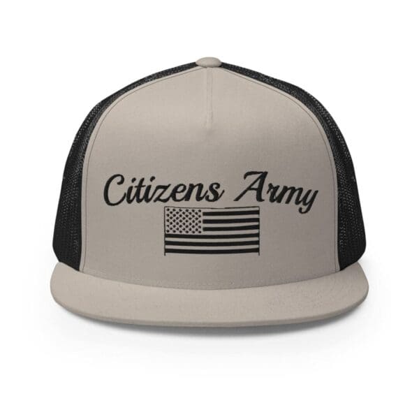 Citizens Trucker 6006 Snap Back Cap Army w/ Flag (Black Font).