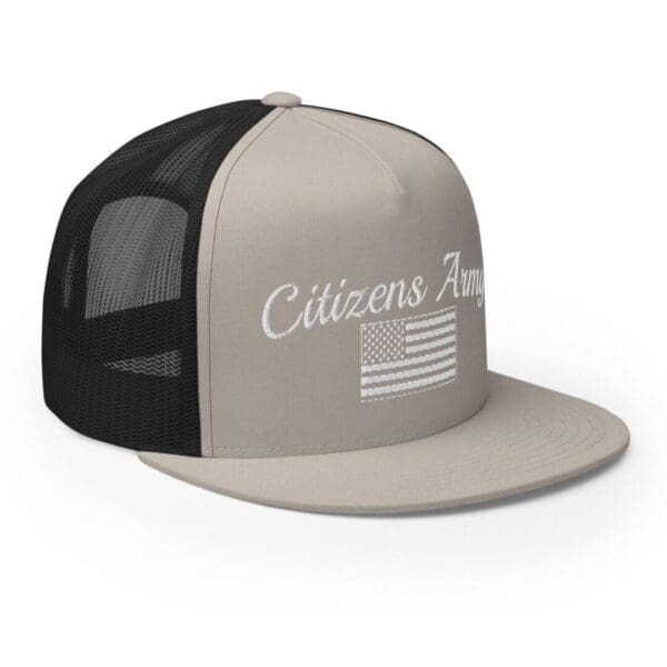 Citizen's day Trucker 6006 Snap Back Cap Citizens Army w/ Flag (White Font).