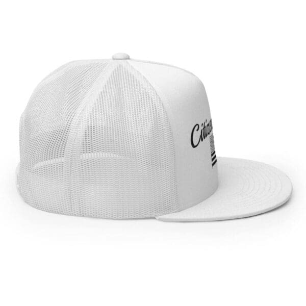 A Trucker 6006 Snap Back Cap Citizens Army w/ Flag (Black Font) with the word california on it.