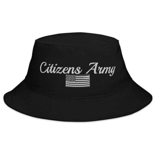 A BX003 Bucket Hat Citizens Army w/ Flag (White Font) with white text.