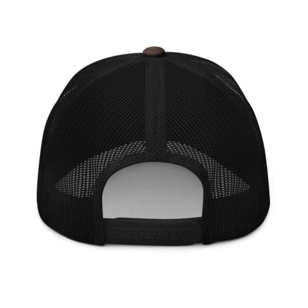 A Camouflage 1247 Snap Back Trucker Hat (Black Logo) on a white background.