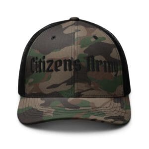 Camouflage 1247 Snap Back Trucker Hat w/Citizens Army (Black Font) trucker hat.