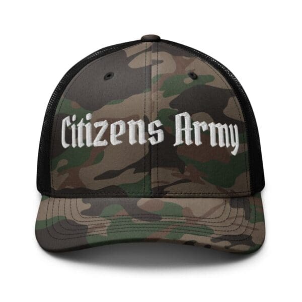 Camouflage 1247 Snap Back Trucker Hat w/Citizens Army (White Font)
