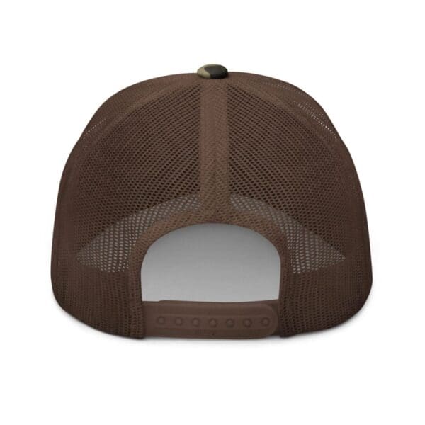 The back of a Camouflage 1247 Snap Back Trucker Hat (Black Logo).