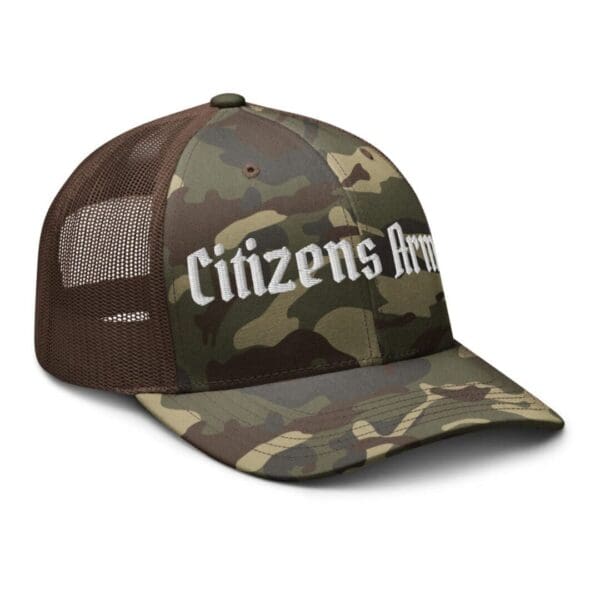 Camouflage 1247 Snap Back Trucker Hat w/Citizens Army (White Font) trucker hat.