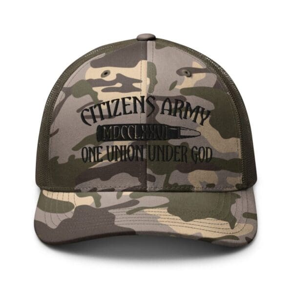 Citizen's Camouflage 1247 Snap Back Trucker Hat (Black Logo).