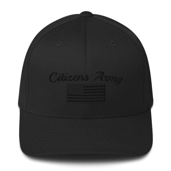 6277 Flexfit Cap Citizens Army w/ Flag (Black Font) Black Flexfit hat.