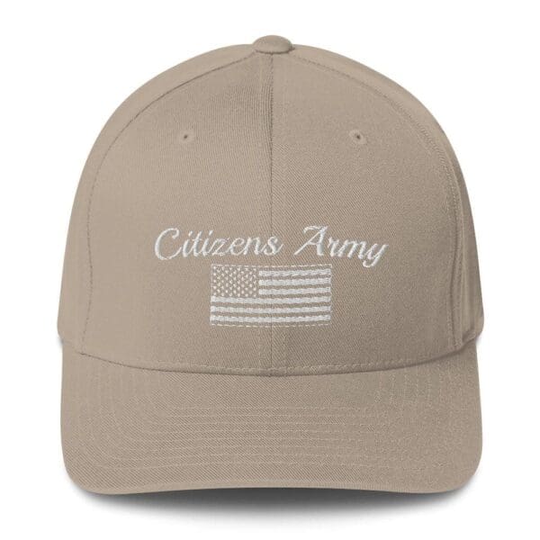 6277 Flexfit Cap Citizens Army w/ Flag (White Font) hat.