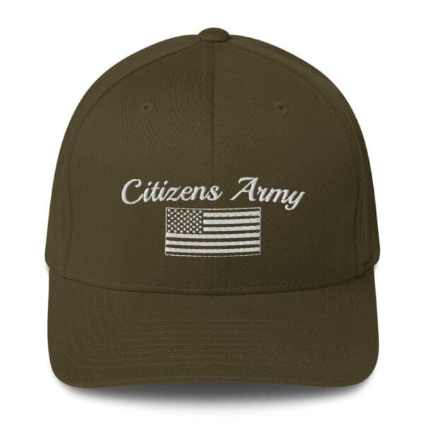 6277 Flexfit Cap Citizens Army w/ Flag (White Font) hat.