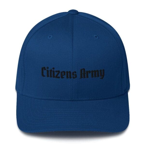 A 6277 Flexfit Cap w/Citizens Army (Black Font) with the words citizens army on it.