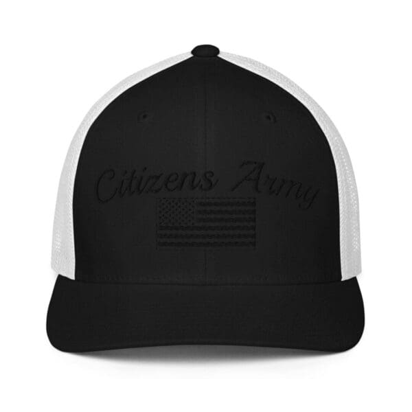 6511 Flexfit Trucker Cap Citizens Army w/ Flag (Black Font) trucker hat.