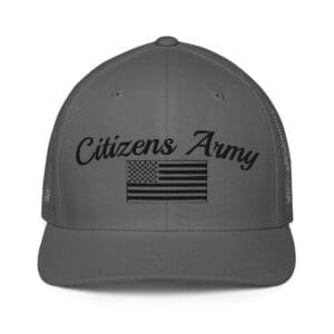 6511 Flexfit Trucker Cap Citizens Army w/ Flag (Black Font) trucker hat.