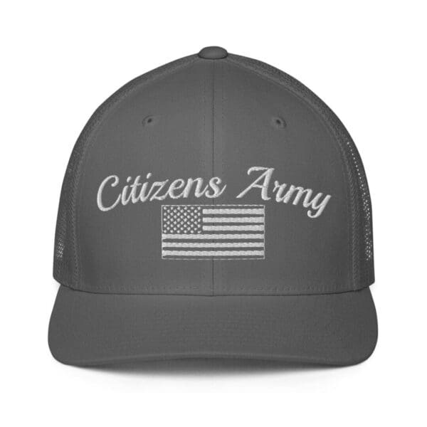 6511 Flexfit Trucker Cap Citizens Army w/ Flag (White Font) trucker hat.