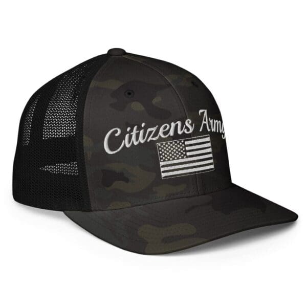 Citizens 6511 Flexfit Trucker Cap Citizens Army w/ Flag (White Font) trucker hat.