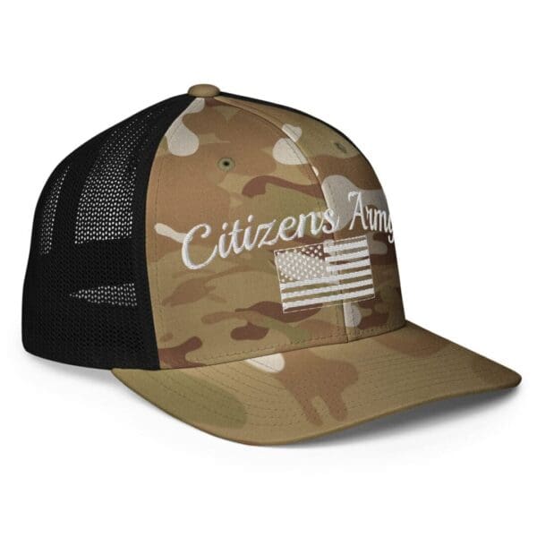 Citizens America 6511 Flexfit Trucker Cap Citizens Army w/ Flag (White Font)