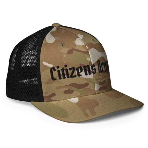 Citizens in 6511 Flexfit Trucker Cap w/Citizens Army (Black Font) trucker hat.