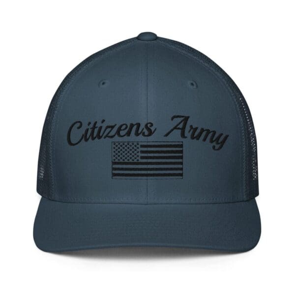 6511 Flexfit Trucker Cap Citizens Army w/ Flag (Black Font) trucker hat.