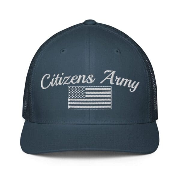 6511 Flexfit Trucker Cap Citizens Army w/ Flag (White Font).