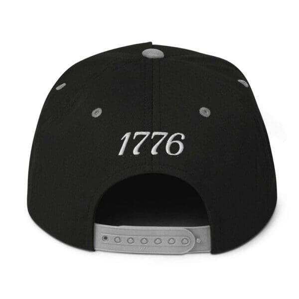 A Flat Bill 6007 Snap Back Cap Citizens Army w/ Flag (White Font) hat with the word 1776 on it.