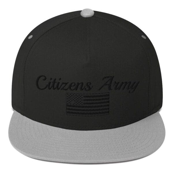 Flat Bill 6007 Snap Back Cap Citizens Army w/ Flag (Black Font) snapback hat.