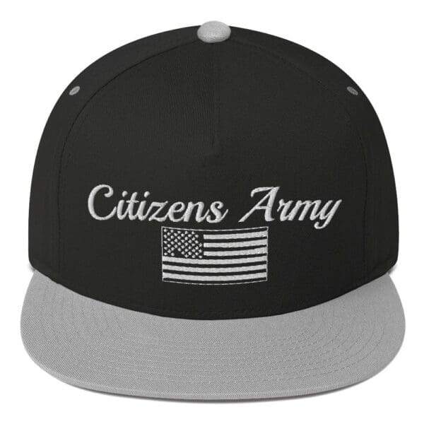 Flat Bill 6007 Snap Back Cap Citizens Army w/ Flag (White Font) snapback hat.