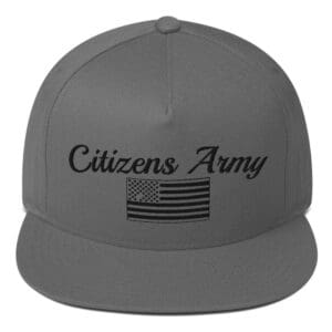 Flat Bill 6007 Snap Back Cap Citizens Army w/ Flag (Black Font) snapback hat.