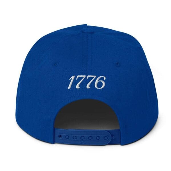 A Flat Bill 6007 Snap Back Cap Citizens Army w/ Flag (White Font) with the word 1776 on it.