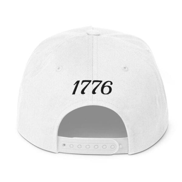 A white Flat Bill 6007 Snap Back Cap Citizens Army w/ Flag (Black Font) with the word 1776 on it.