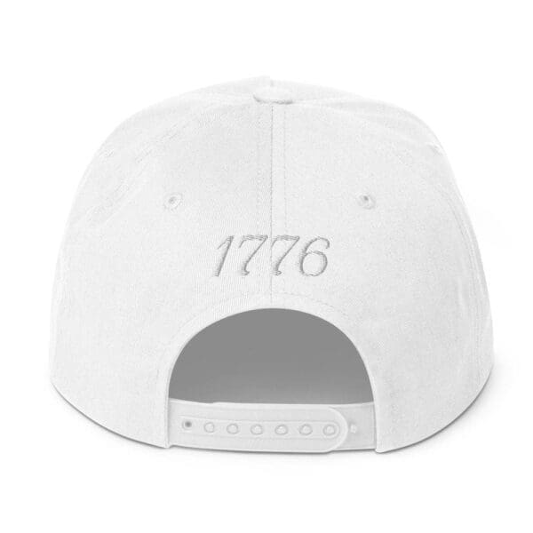 A white Flat Bill 6007 Snap Back Cap Citizens Army w/ Flag (White Font) hat with numbers and text.