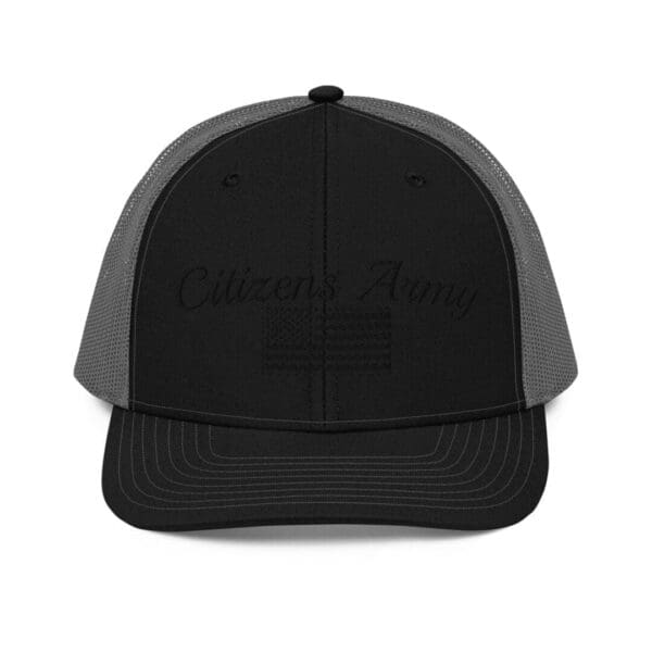 112 Snap Back Trucker Cap Citizens Army w/ Flag (Black Font) hat.