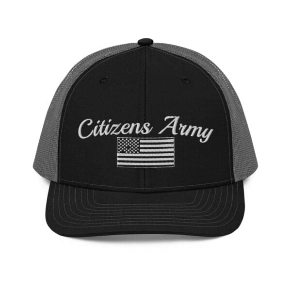 112 Snap Back Trucker Cap Citizens Army w/ Flag (White Font)