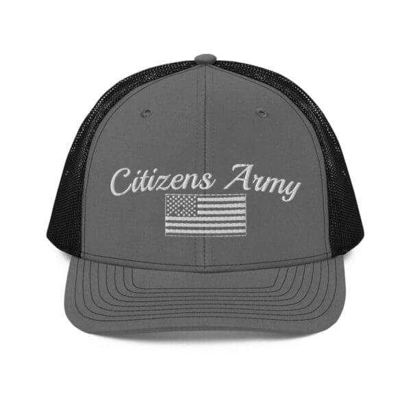 112 Snap Back Trucker Cap Citizens Army w/ Flag (White Font)