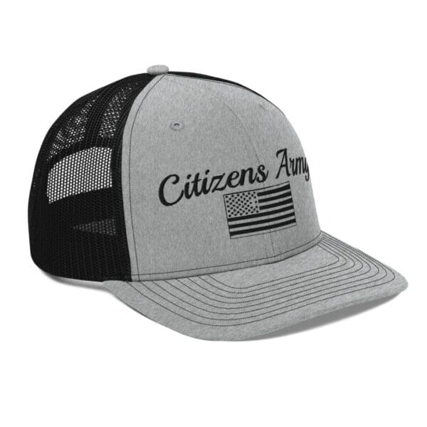 112 Snap Back Trucker Cap Citizens Army w/ Flag (Black Font) trucker hat.