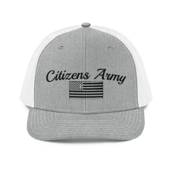 112 Snap Back Trucker Cap Citizens Army w/ Flag (Black Font) trucker hat.