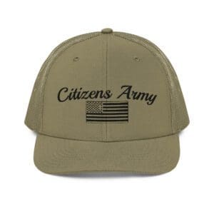 112 Snap Back Trucker Cap Citizens Army w/ Flag (Black Font).