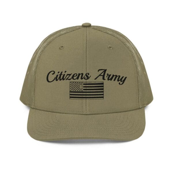 112 Snap Back Trucker Cap Citizens Army w/ Flag (Black Font).